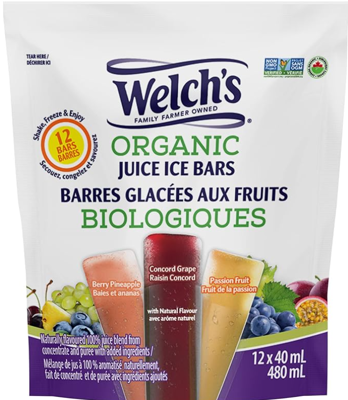 Organic Juice Ice Bars, Naturally flavoured bars, 12 x 40ml