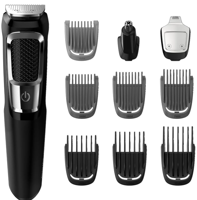 Philips Multigroom Series 3000 Cordless with 10 Trimming Accessories, Lithium-Ion and Storage Bag, MG3750/10