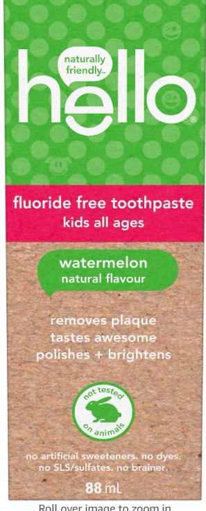 Hello Watermelon Flavour Fluoride Free Kids Toothpaste,  88 mL