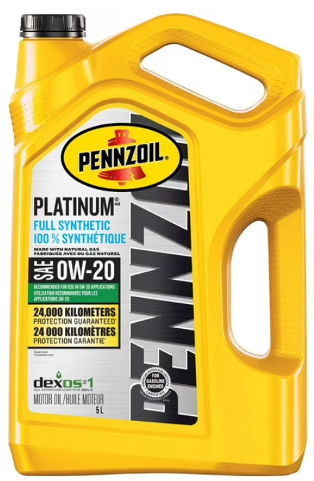 Pennzoil Platinum Full Synthetic 0W-20 Motor Oil (5L, Single)