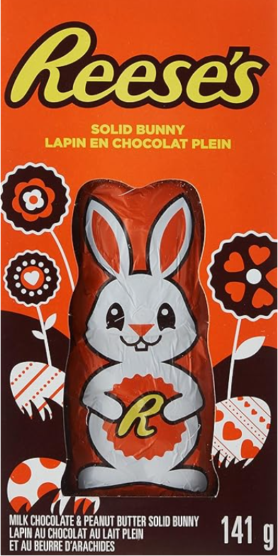 REESE'S Foil Wrapped Solid Bunny, Easter Peanut Butter Chocolate 141g