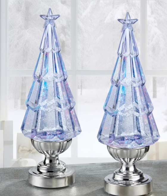 Lighted Glitter Trees Pack of 2