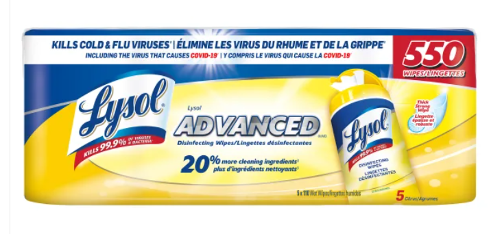 Lysol Advanced Disinfecting Wipes, 550 Wipes