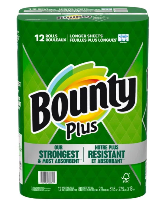 Bounty Plus Paper Towels 12 Rolls x 86 Sheets