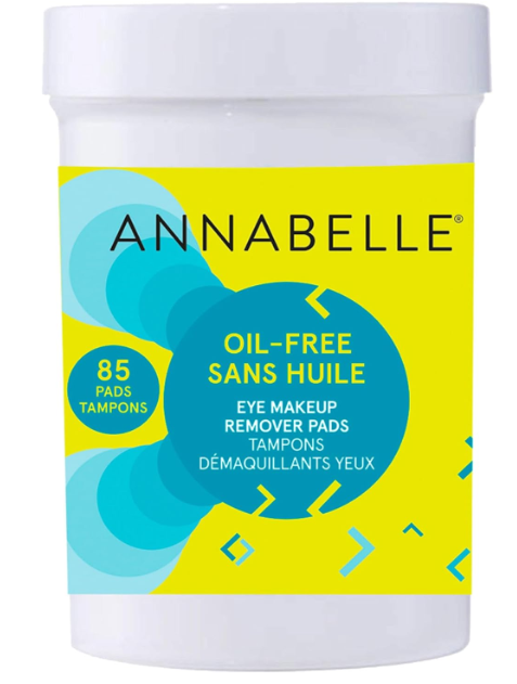 Annabelle Oil-Free Eye Makeup Remover Pads, Makeup Removal, Suitable For Sensitive Eyes, Paraben-Free, Fragrance-Free, Alcohol-Free, Soap-Free, Hypoallergenic, Vegan, Cruelty-Free, 85 Pads