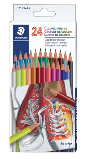 Staedtler Triangular Coloured Pencils, Assorted Colours, Pack of 24 (C24A6)