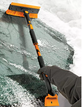 Uline Snow Brush and Ice Scraper black / orange