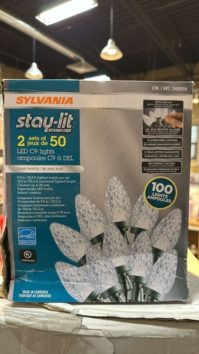 Sylvania Stay-lit 2 sets of 50 led c9 lights pure white