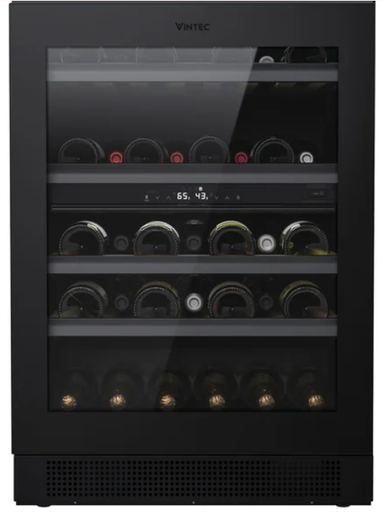 Vintec 44-bottle Matte Black Under Counter Dual-Zone Wine Cooler with UV-Proof Dark Storage Area