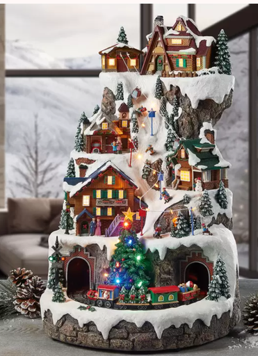 20 Inches (51cm) Animated Ski Mountain with Lights and Music