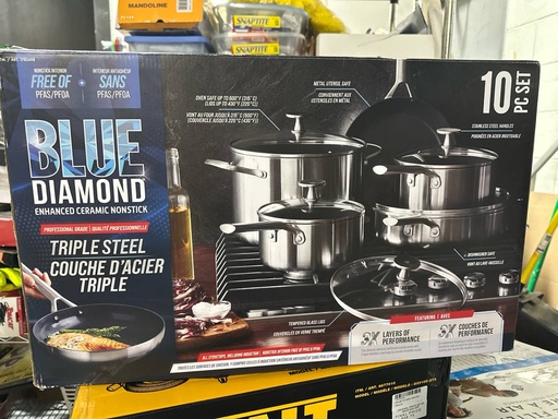 Blue Diamond 10 pcs Set Triple Steel Pot /Pan