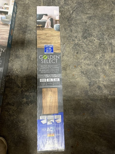 Golden Select Florence 19.2 cm (7.56 in.) Water Proof Laminate Flooring with Pre-attached Foam Backer Covers 14.99 sq ft.