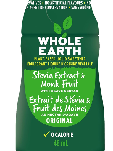 Whole Earth Liquid Sweetener, Stevia and Monk Fruit, 48 ml