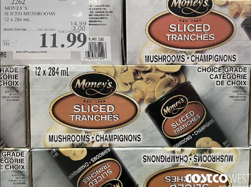 Money’s Sliced Mushrooms 12 x 284 mL