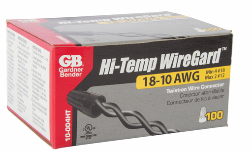 Gardner Bender 10-004HT WireGard Hi-Temp Connectors for Extreme Environments, 18 - #10 AWG, 100/Box Black