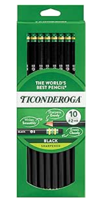 Ticonderoga Wood-Cased Pencils, Pre-Sharpened, 2 HB Soft, Black, 10 Count