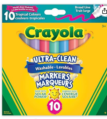 Crayola 10-Count Washable Ultra-Clean Broad Line Markers Tropical Arts & Crafts (58-7811)
