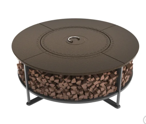 Haloo Round Smokeless Fire Table with Wood Storage