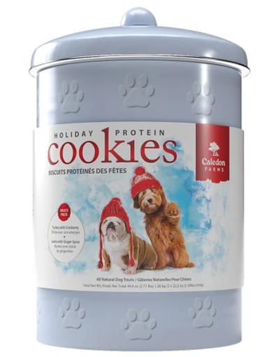 Caledon Farms Protein Cookie Dog Treats in Holiday Gift Tin 1.25 kg (44.4 oz.)