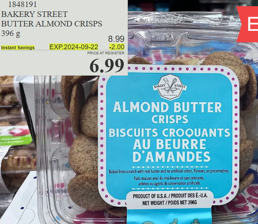 Bakery Street Almond Butter Crisps Biscuits 396 g