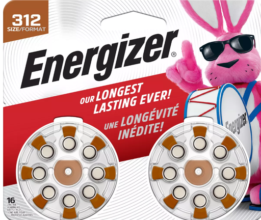 Energizer Size 312 Hearing Aid Batteries - Brown