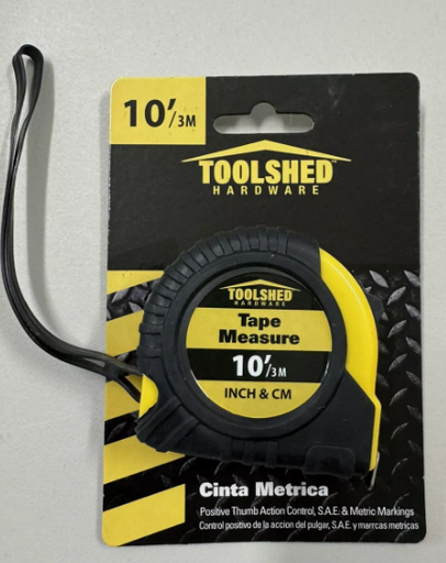 Toolshed Hardware Tape Measure 10' / 3m