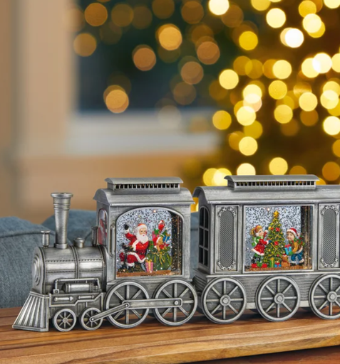 Holiday Express Water Globes with Glitter, 2 pieces, Pewter
