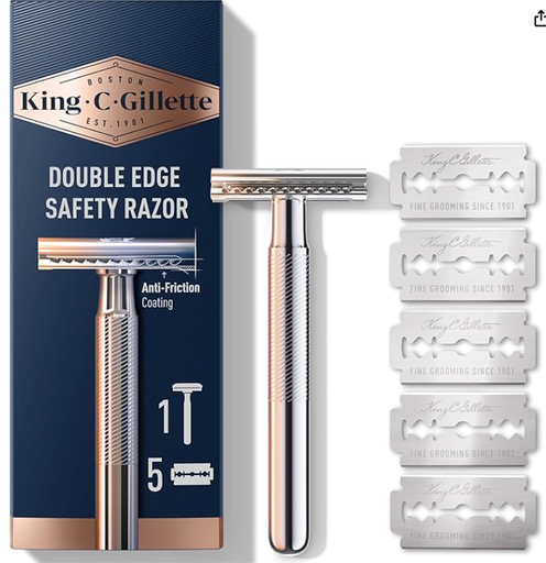King C. Gillette Double Edge Safety Mens Razor 5 Razor Refills