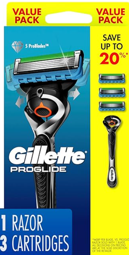 Gillette ProGlide Mens Razor, 1 Razor Handle, 3 Razor Blade Refills