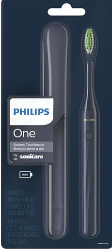 PHILIPS One By Sonicare Battery Toothbrush, Midnight, Hy1100/04, 1 Count
