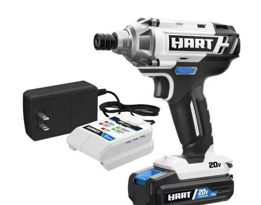 HART 20-Volt Cordless Impact Driver Kit, (1) 1.5Ah Lithium-Ion Battery, HART 20V Battery