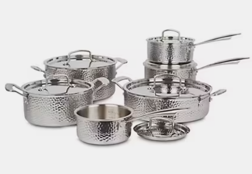 Cuisinart 12-Piece Stainless Steel Hand-Hammered Cookware Set
