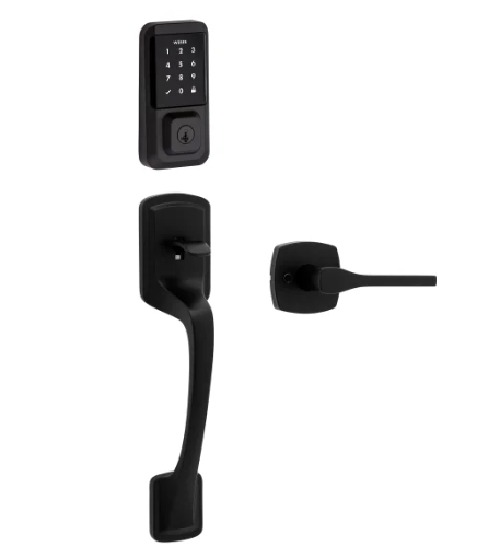 Weiser HALO Touchscreen Deabolt with Prague Handleset in Matte Black