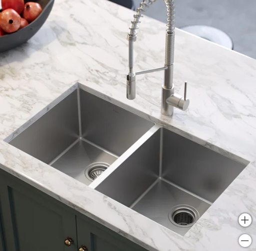 KRAUS Undermount Double Bowl Stainless Steel Sink, 33 in.