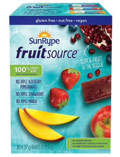 SunRype Fruit Source Fruit Bars, 30 × 37 g