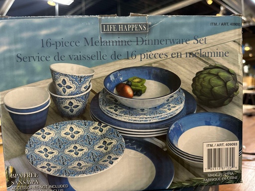 Life Happens 16 piece Melamine Dinnerware Set