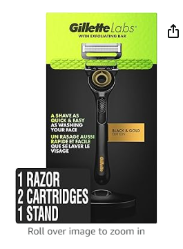 Gillette Mens Razor with Exfoliating Bar Gold Edition Black and Yellow