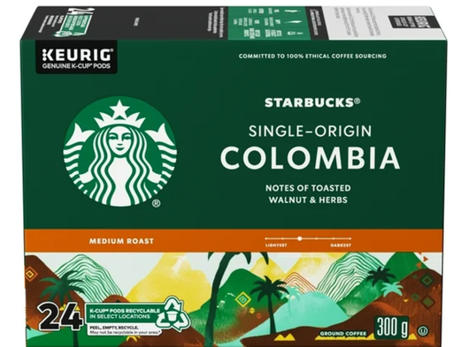 Starbucks Single-Origin Colombia Coffee, Keurig Coffee Pods, Medium Roast, 24 K-Cups